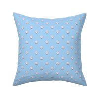 Pink Mother of Pearl Button Polka Dots on Blue