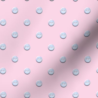 Blue Mother of Pearl Button Polka Dots on Pink