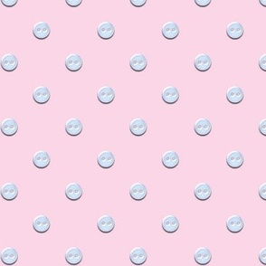 Blue Mother of Pearl Button Polka Dots on Pink