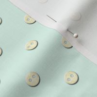 Yellow Mother of Pearl Button Polka Dots on Mint Green