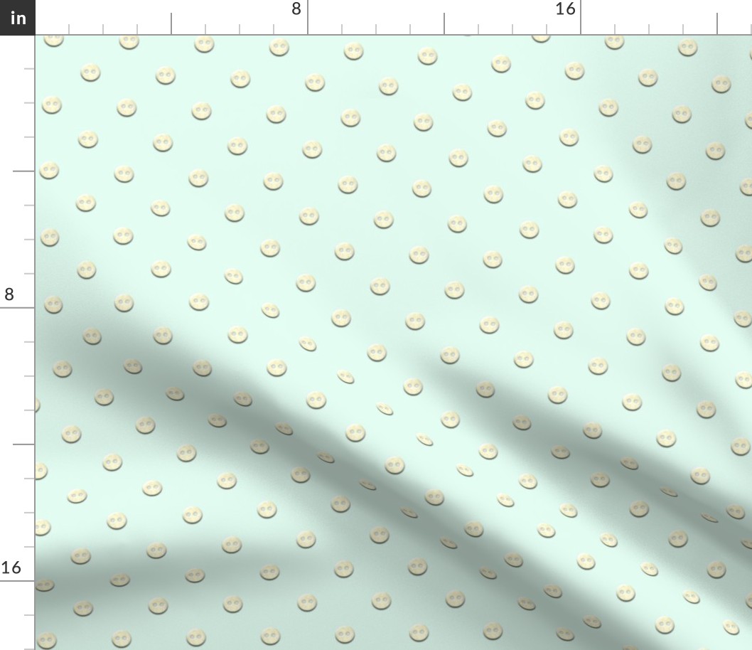 Yellow Mother of Pearl Button Polka Dots on Mint Green