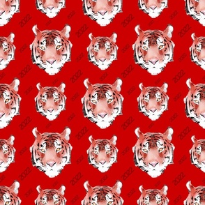 Watercolor Tiger Head Red Chinese New Year 2022- small