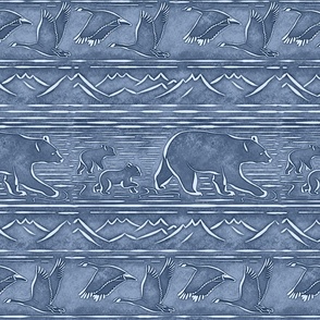 (shifted up) Vancouver Backyard Adventure / Block Print effect / Geese in the  bottom layout / medium scale