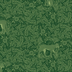  William Morris Inspired Spring Cheetah Pattern - Forest Green Large