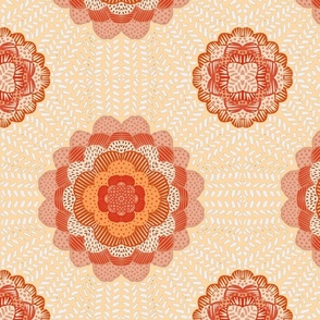 Apricot peony patchwork patterned petals 