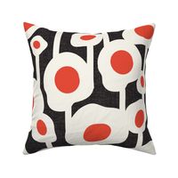 Poppy Dot - Graphic Floral Dot Black Red Jumbo Scale