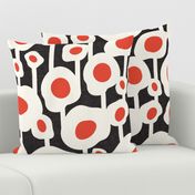 Poppy Dot - Graphic Floral Dot Black Red Jumbo Scale