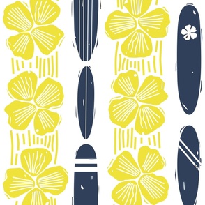 Surf Safari Blockprint Yellow and Navy