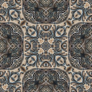 Paris door knock tiled, Go with the flow, intricate, browns blues, tessellating, interlocking, tiles