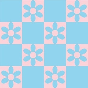 Daisy Crazy Checkerboard in Y2K Icy Blue + Baby Pink
