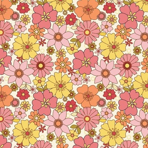 Pink and Yellow Retro Aesthetic Floral