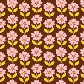 Retro Trip Brown and Pink Floral