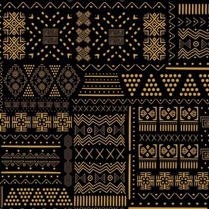 Ethnic Tribal African Mudcloth Yellow and Black