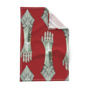 Gauntlets - silver and red