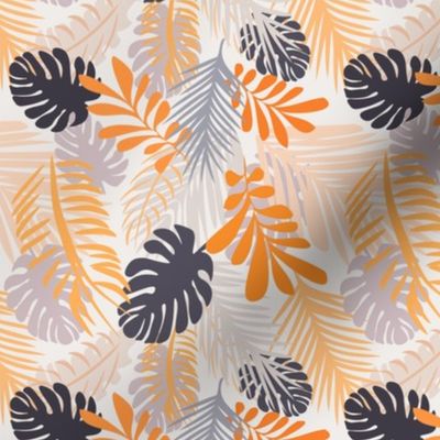 Orange Tropical palm leaves - Small scale