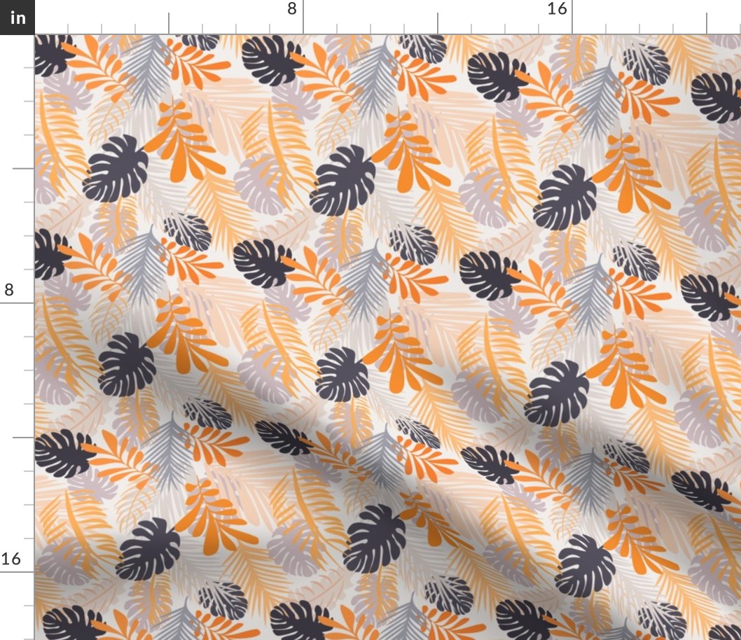 Orange Tropical palm leaves - Small scale