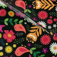 Bright Colorful Floral with Birds