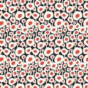 Poppy Dot - Graphic Floral Dot Black Red Small Scale