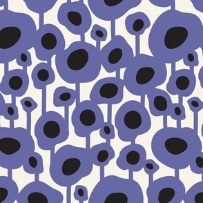 Poppy Dot - Graphic Floral Dot Ivory Periwinkle Regular Scale