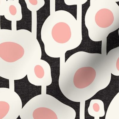 Poppy Dot - Graphic Floral Dot Black Pink Large Scale