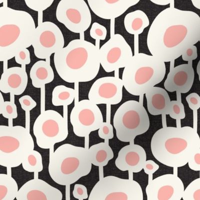 Poppy Dot - Graphic Floral Dot Black Pink Regular Scale