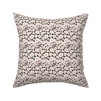 Poppy Dot - Graphic Floral Dot Black Pink Small Scale