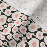 Poppy Dot - Graphic Floral Dot Black Pink Small Scale