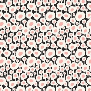 Poppy Dot - Graphic Floral Dot Black Pink Small Scale