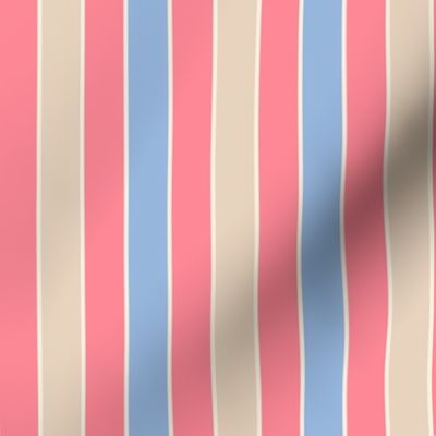 large stripes pink, blue, cream, beige