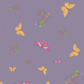Butterfly pattern on purple background