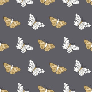 Butterfly seamless pattern on grey background