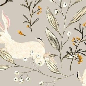 Bunnies grey and ochre {large}