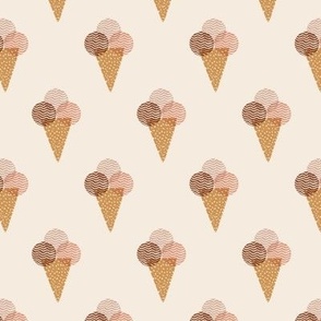 MEDIUM - Geometric block print ice-cream cones on plain beige background