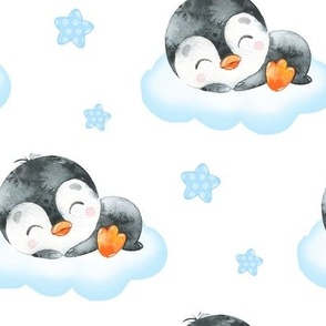 Blue  Arctic Baby Penguin Boy Nursery