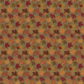 Autumn Leaves - green - mini ditsy