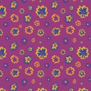 Ditsy Y2K Daisies in Magenta Mustard + Navy