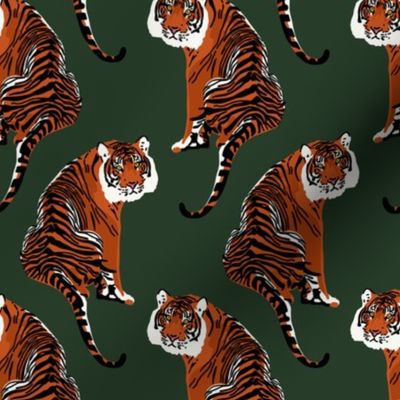 Year of the tiger on dark green - Small