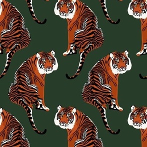 Year of the tiger on dark green - Small