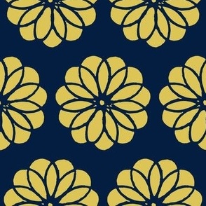 Yellow flower design on blue background