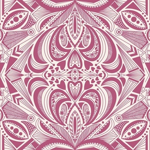 Aztec inspired pink geo hand drawn pattern