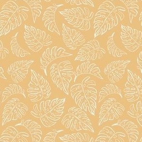 Monstera Leaves Line Art XS - Pale Yellow