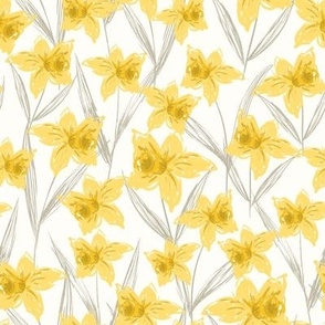 Daffodils on Ivory_MEDIUM 8 X 8