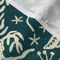 Blockprint Woodland adventure  - jungle green teal