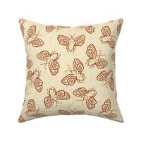 Blockprint Woodland adventure - Block print Bees - natural/cinnamon