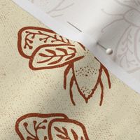 Blockprint Woodland adventure - Block print Bees - natural/cinnamon