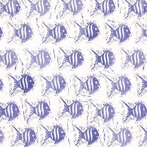 Block printed fish lilac - larger