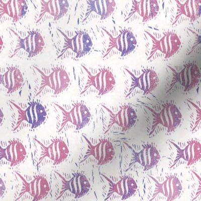 Block printed fish pink - larger