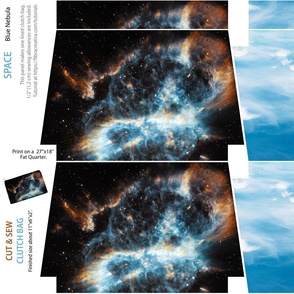 Blue nebula cut and sew toiletry pouch or clutch bag