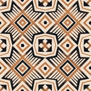 southwestern tile block print in black and gold
