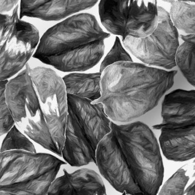 Aloha Leaves - charcoal monochrome 